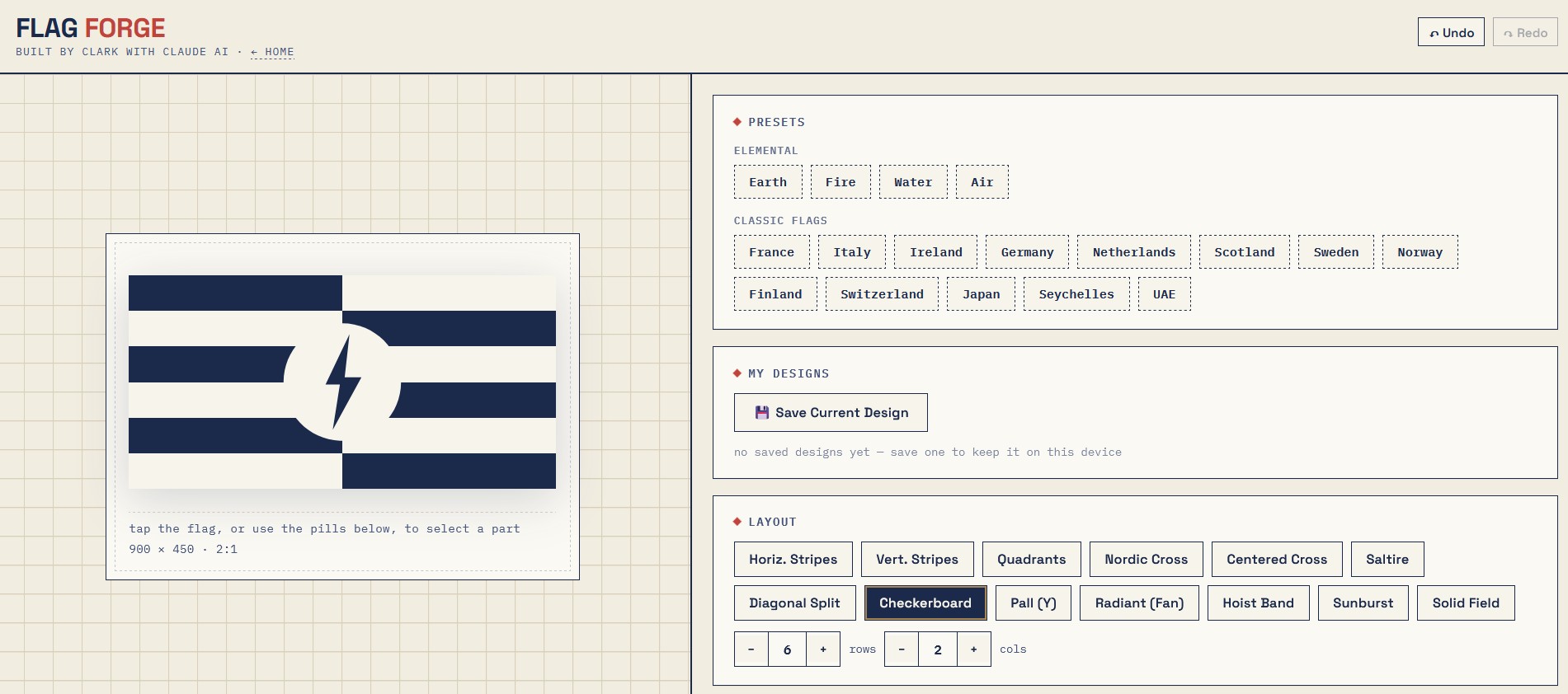 A screenshot of a flag designer website
