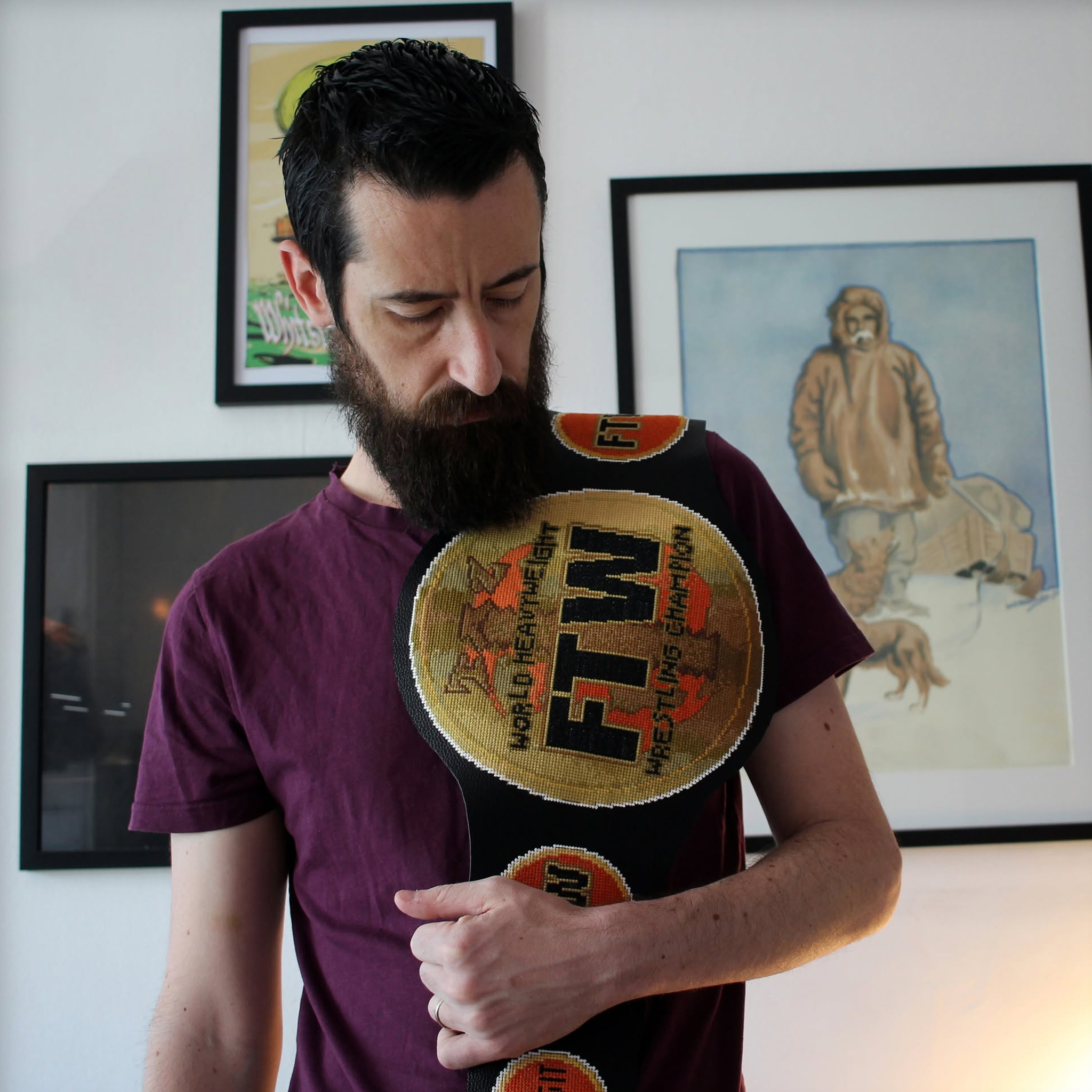A cross-stitch of the ECW FTW Championship.